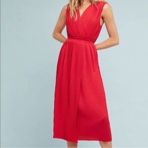 Tracy Reese Elegant Red Pleated Sleeveless Dress